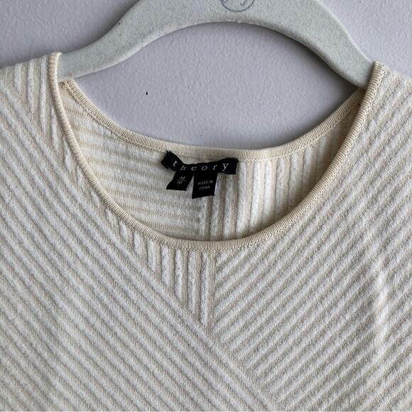 THEORY Irelia Geometic-Knit Sleeveless Ivory White Dress Women's Size M - Picture 5 of 11